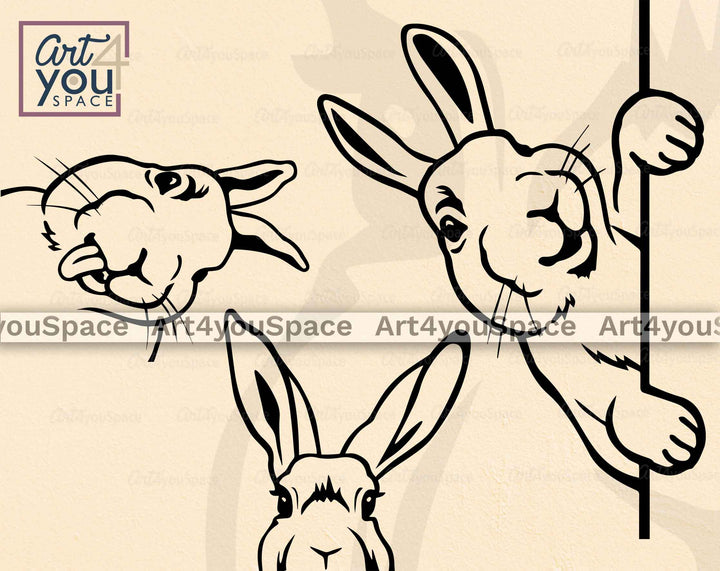 Funny Peeking Bunny Vector Images