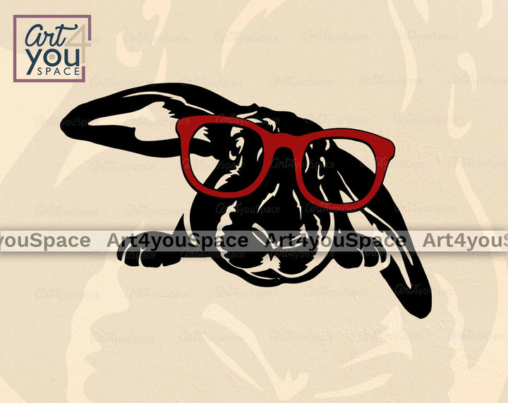 rabbit with glasses svg