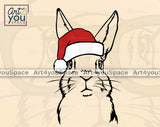 bunny face with santa hat svg file