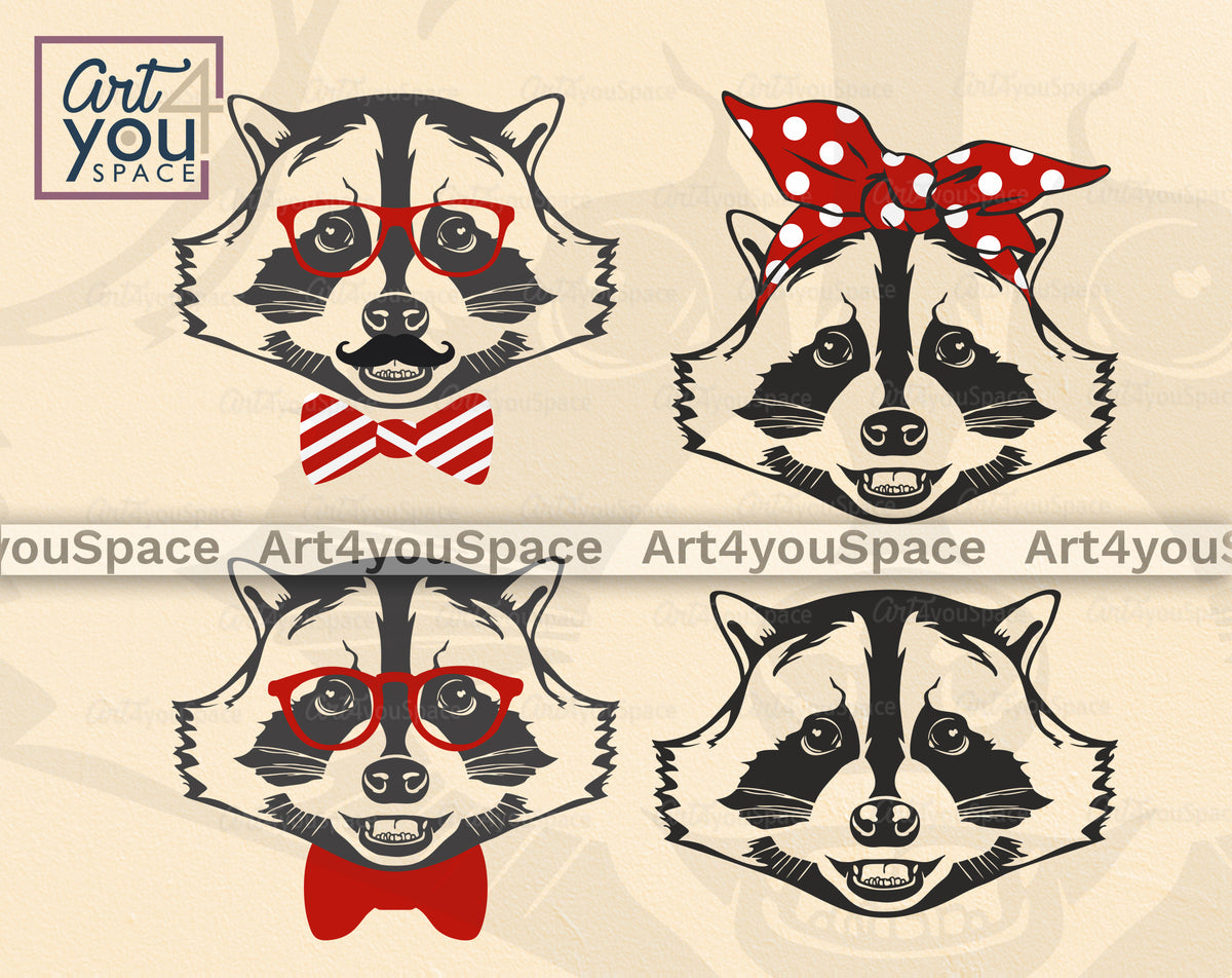 Buy Funny Raccoon Smiling Face SVG, DXF, PNG – Art4youSpace