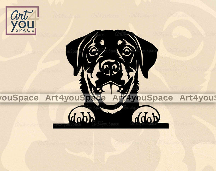 funny peeking rottweiler dog svg file
