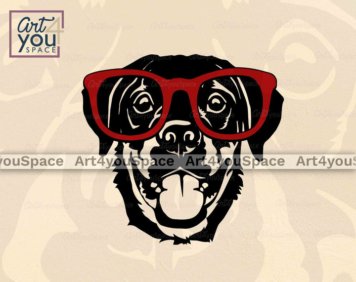 rottweiler  with glasses funny svg file