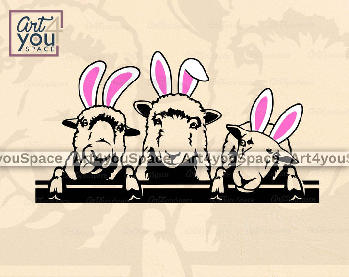 Sheep With Bunny Ears SVG File for Cricut