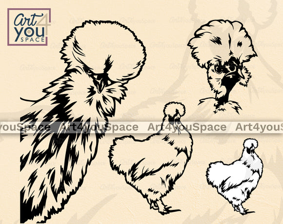 Silkie Chicken SVG