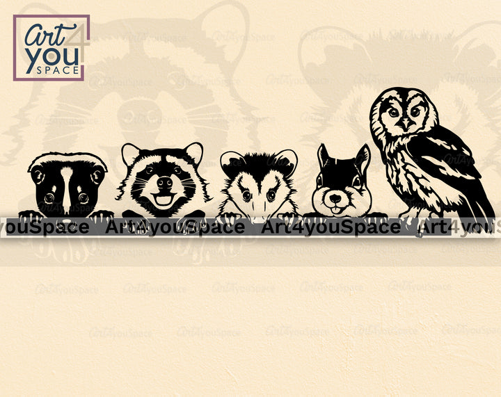 skunk raccoon skunksquirrel owl clipart