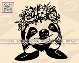 Sloth Floral_ DXF