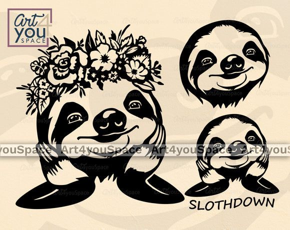Sloth Floral_SVG