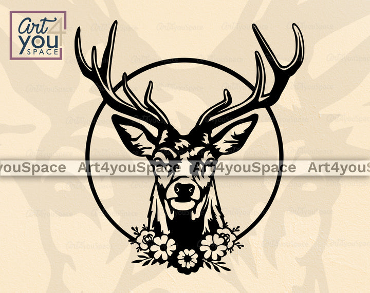 stag With Flowers svg