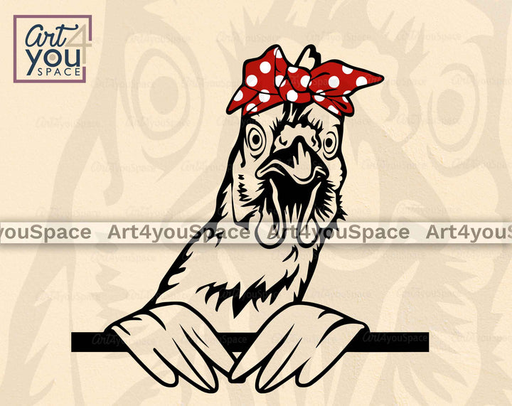 funny chicken in peeking pose svg file