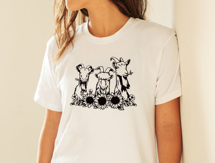Goats Sunflowers Art