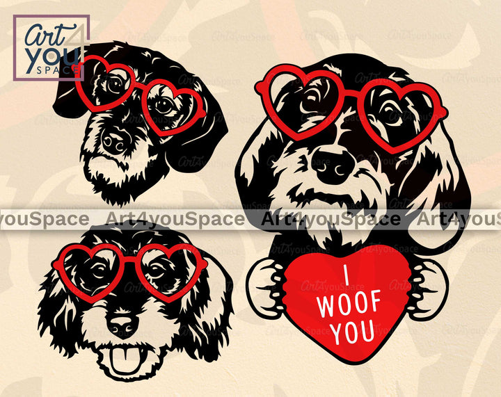 Dachshund Wirehaired St. Valentine's Day Svg